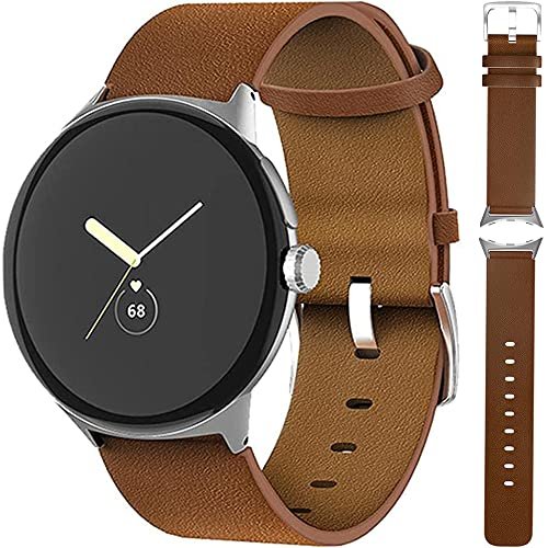 Miimall【本革バンド】対応Google Pixel Watch バンド 本革 Google グーグルPixel Watch 専用 レザーバンド 高級 簡単取付 お洒落 ビジネス 軽量 男女通用 Pixel Watch ベルト グーグルPixel Watch交換バンド（ブラウン）