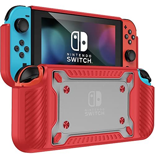 Miimall対応任天堂 Switch oled カバー TPU+PC材質 超薄 超軽量 裸機感 傷防止 衝撃吸収 任天堂 スイッチ oled ケース 指紋防止 装着簡単 Switch oled コントローラー対応（レッド）