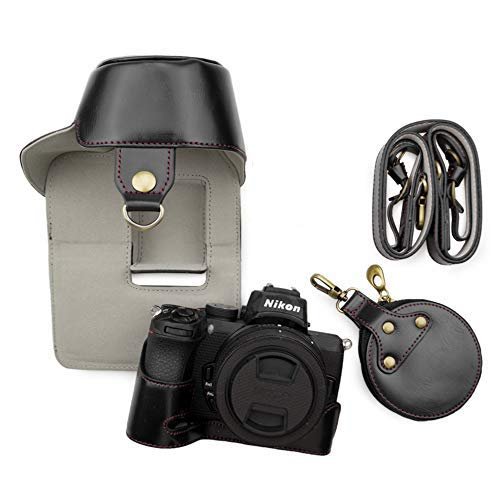 kinokoo Nikon Z50 ケース カメラケース バッテリーの交換でき 三脚ネジ穴付き 全面保護型 ショルダーストラップ付き (BK)