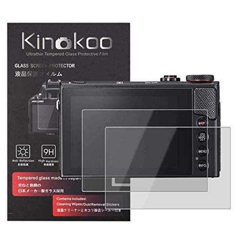 kinokoo 液晶保護フィルム CANON G7X/G7X2/G5X/G5X2/G9X/G9X2専用 硬度9H 高透過率 耐指紋 気泡無し 強化ガラス 厚さ0.25mm 2枚セット クロス付き(G7X G7X2 G5X G5X2 G9X G9X2専用)