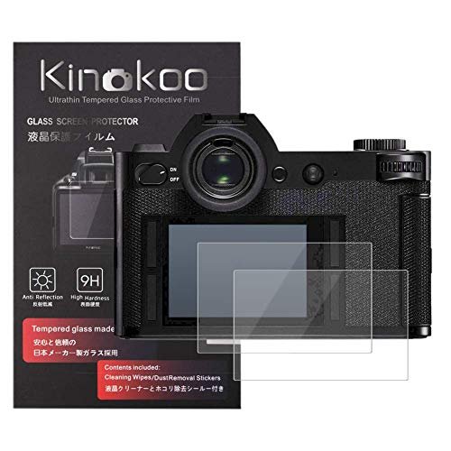 kinokoo 液晶保護フィルム LEICA デジタルカメラ ライカ Leica S専用 硬度9H 高透過率 耐指紋 気泡無し 強化ガラス 厚さ0.3mm 2枚セット 標識クロス付き(S専用)