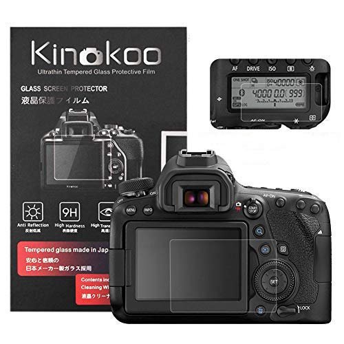 kinokoo デジタルカメラ液晶保護フィルム 液晶プロテクター Canon EOS 6D MarkII専用 Canon EOS 6D Mark2用 液晶モニター用ガラスプロテクター0.25mmと表示バネル用高性能保護フイルムセット 2セット(6D Mark2)