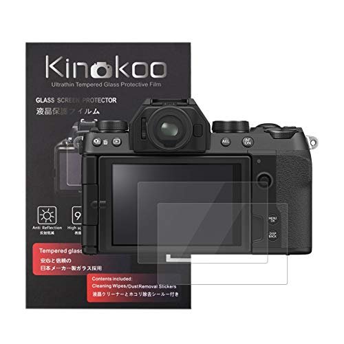 kinokoo 液晶保護フィルム Fujifilm 富士フイルム FUJIFILM X-S10 XS10専用 硬度9H 高透過率 耐指紋 気泡無し 強化ガラス 厚さ0.3mm 2枚セット 標識クロス付き(X-S10 XS10専用)