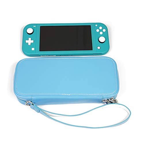 対応 Nintendo Switch lite PU製保護カバー 【KOOWL】手作持ち運び便利 耐衝撃 防塵 防汚 Switch Lite本体+8枚のゲームカード+その他小物類を収納 ブルー 