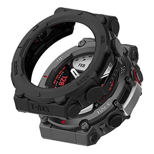 LICHIFIT Amazfit T-Rex2用保護ケース カバー TPU スマートウォッチカバー 脱着簡単 耐衝撃 傷防止軽量 おしゃれ アクセサリー (ブラック)