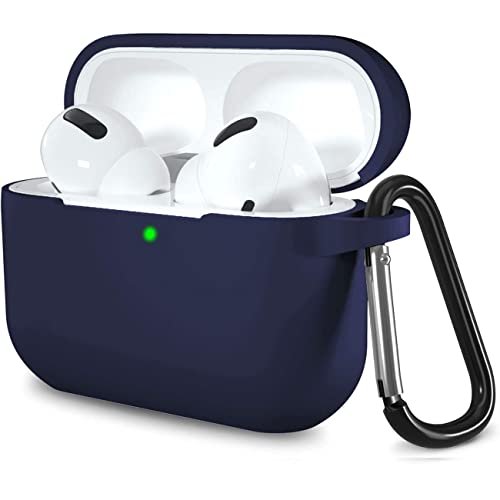 seninhi AirPods Pro 2 ケース AirPods Pro 第2世代用 ケース AirPods Pro2 保護カバー シリコン 保護ケース TPU 耐衝撃 シリコンケース カバー カラビナ付き リング 付き シリコン 収納ケース 軽量 防水 防塵 全面保護カバー ワイヤレス充電対応 (ダークブルー)