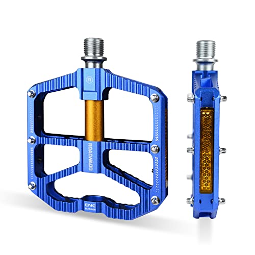 ROADNADO 自転車ペダル 3つのシールドベアリング付き 2つのリフレクター付き 滑り止めパターン MTBペダ..