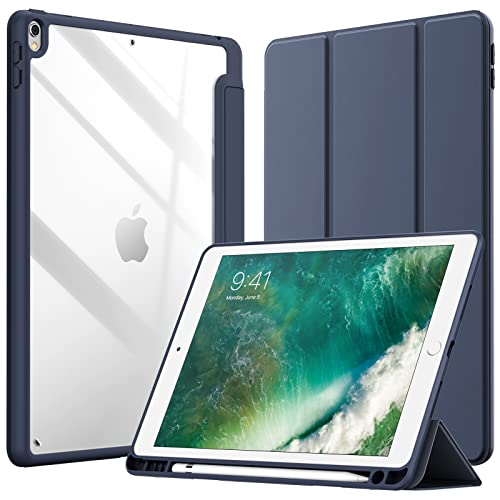 商品情報商品の説明主な仕様 [互換性] iPad Air 3 (10.5インチ 2019, 第3世代 )とiPad Pro 10.5モデル） 保護ケース 用の特別デザインです。対応モデル：A1701 A1709 A1852 A2152 A2123 A2153 A2154。おデバイスの裏面にあるモデル番号をご確認くださいbr[クリアクリスタルバック] 柔軟なTPUバンパーと透明なPCハードバックカバーで作られ、おデバイスの本体の美しさを見せます。傷や衝撃からiPadを守りながら、簡単に取り付け・取り外しができますbr[Pencilホルダー付き] Pencilの収納と取り出しが楽にできます。おデバイスと一緒に持ち?びができ、手に取りやすいです（Pencilーは含まれていません）br[精確なカットアウト] マグネット式スマートカバーは自動スリープ/ウェイク機能をサポートできます。完璧に整列されたカットアウトにより、スピーカー、ボタンと他のポートに完全にアクセスできますbr[視聴とタイピングモード] 三つ折りのフロントカバーは、2つの異なる角度が調整でき、最適な視聴とタイピングのニーズを満たします