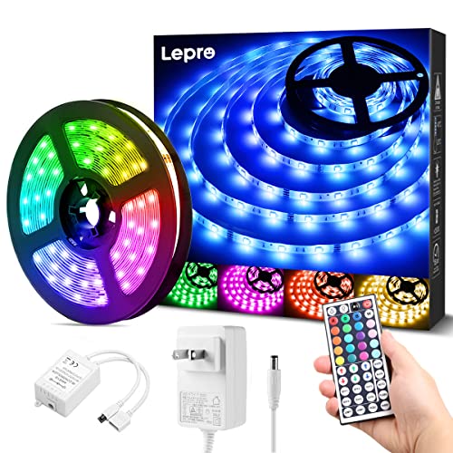 Lepro LEDテープライト 防水 RGB 5m 150連 SMD5050 DIY マルチカラー 間接照明 44キーリモコン 調光調色 両面テープ カット可能 取付簡単 看板 天井 棚下 コレクション ゲーム室 装飾用 2年間…