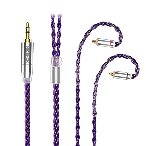 NICEHCK PurpleSE 8芯 イヤホンケーブル 古河PCUHD銅 MMCX 3.5mm 金属製コネクタ リケーブル アップグレードケーブル HiFi 3極 柔らかい 着脱式 hi-fiオーディオ 音質改善 (3.5mm MMCX)