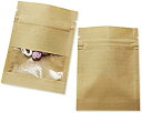 LUCKYBEE 100枚入 クラフト紙 包装袋 チャック袋 透明窓 包装バッグ (9*13cm, ブラウン)