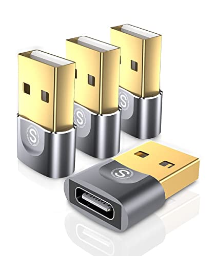 USB 変換アダプタ Sweguard USB Type C (メス) to USB 2.0 (オス) 変換アダプタ usb type-c 変換アダプタ 24K金メッキ端子 高速データ転送 MacBook Pro/Air/iPad Pro/Surface/Sony Xperia/Samsung/iPhone/Airpods 3、iPad 8 9/PC、充電器等対応 (4パック, グレー)