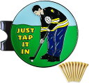 Adhere ゴルフ マーカー 面白いゴルフボールポジションマーカー 磁気ハットクリップ付きソフトエナメル、ゴルファーへのギフトに (Just Tap It In)