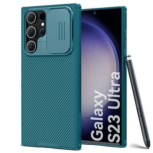 CloudValley Samsung Galaxy S23 Ultra 用 ケース カメラレンズ保護 スライド式 PC背面TPUソフトバンパー 耐衝撃 落下防止 軽量 薄型 S23 Ultra 6.8インチ用 カバー 【ブルー】