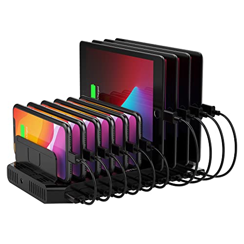 【送料無料】Unitek 2021 USB充電ステーション 10ポート QC3.0卓上充電スタンド PSE認証済 10台同時充電 1.5A/2.4A スマートIC搭載 複数台対応 Android/iPhone/iPad/kindle/タブレット/PSP 仕切り板 間隔調整可能 収納便利 卓上 ブラック