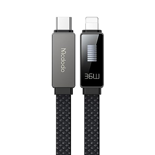 Mcdodo USB-C ライトニングケーブル 1.2m リズムスクリーン表示 36W PD急速充電 i-Phone充電ケーブル デュアルコア保護チップ内蔵 高速データ転送 亜鉛合金シェル 高耐久ナイロン編み Type-C to ライトニングケーブル PDケーブル i-Phone14/13/12/11/XS/XR/SE/8 i-Pad