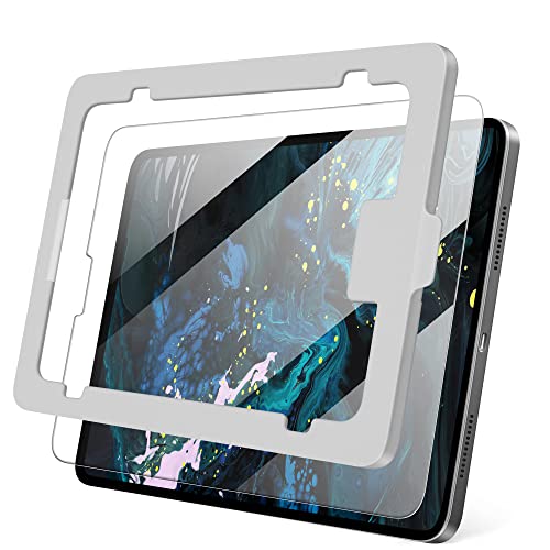 KingBlanc ガラスフィルム【置くだけ簡単貼付】 iPad Air5 第5世代 Air4 用・iPad Pro 11インチ 第4世代 2022 貼り付けキット付き 指紋軽減 ラウンドエッジ iPad Air 10.9インチ・iPad Pro 11インチ 第3世代 2021 2020 2018 保護 強化 フイルム ガイド枠付 1枚入