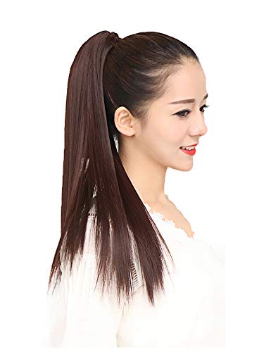 YJINCO ポニーテール エクステ ウィッグ ストレート ロング ポイントウィッグ つけ毛 ヘアークリップ エクステンション 耐熱 180度 YJWM014-lbrn