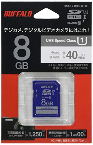 商品情報商品の説明説明 Amazonより UHS-I Class 1 SDカード RSDC-U1Sシリーズ デジタルカメラやデジタルビデオカメラに適した高速メモリーカード リード最大40MB/sの高速転送 リード最大40MB/sの高速転送を実現。 リード速度は従来より4倍速くなり、デジタルカメラやビデオカメラで撮影した写真などを速く取り込めます。 UHSスピードクラス1に対応 高速で安定した転送を実現するUHS-Iインターフェースでのスピードクラス1に対応。 UHS-I対応機器で使用時に最低転送速度10MB/s以上を保証します。 UHS-I対応の高速なデータの読み書きに対応した機器やカードリーダーと一緒に使えば、大量に撮影した映像や写真もスムーズに転送できます。 高速化規格「UHSスピードクラス」 既存のClass 2、4、6、10メモリーカードは標準BusおよびハイスピードBusインタフェースのため、サポートされている転送速度は最大25MB/sとなります。 そして、それをさらに上回る転送速度をサポートする高速化規格として登場したのがUHS-I（最大104MB/s）とUHS-II（最大312MB/s）です。 UHSインターフェースのメモリーカードは非対応機器でも動作（※）しますが、UHSインターフェース対応機器で使用した場合に本来の性能を発揮します。 ※SDカード規格が対応している場合のみ。 SDスピードクラスはClass10に対応 UHS対応機器以外での転送速度保証の目安となるSDスピードクラスでは、Class10に対応。 10MB/s以上の転送速度が規格として保証されており、対応機器で安心してお使いいただけます。 SDスピードクラスとは 最低限の転送速度を保証した規格のことで、表示ロゴが示す速度以上のスピードが出ることを保証しています。 ひと目で性能や対応が確認できるので安心してご利用いただけます。 使用機器によって必要とされる速度が異なり、一般的に、数字が大きいいものはハイビジョンビデオカメラなど大容量データを扱う機器に向いています。 さまざまな用途で活躍 高画質なデジタルビデオカメラやデジタル一眼カメラをはじめとしたさまざまな対応機器でお使いいただけます。 特に最近のデジタルカメラは画素数のアップにともない、写真1枚あたりのデータがどんどん大容量に。 例えば、1000万画素カメラ搭載機の場合、ファインモードの画像1枚で約5.3MB※消費します。 そんな時でも大容量のメモリーカードならたくさんの写真を撮影することができます。 ※機種によって異なる場合があります。 保管や整理に便利な「メモ欄」 メモリーカードを複数持つようになると、中身の区別がつかなくて困ることがあります。 そこで本製品には、ペンで記入できるメモ欄を設けました。 用途別に管理したり、日付を入れたり、使い方は自由自在。 複数のメモリーカードを使い分けたい方にぴったりです。 書き込みを禁止してデータを守る「誤消去防止スイッチ」 本製品の左側面についている「誤消去防止スイッチ」を“Lock”に切り替えることで、内部のデータの変更ができなくなります。 データを削除したり上書き保存ができないようになりますので、大切なデータが入っている場合に便利です。 CPRM対応 著作権保護機能のCPRM対応でレコーダーなどで録画した地デジをコピー/ムーブ可能です。 RoHS指令準拠 2006年7月からEU圏で施行された電気・電子機器に対する特定有害物質使用制限指令「RoHS指令」に準拠しています。 注意事項 SDXCに保存されたデータをパソコンに取り込むにはSDXC対応、SDHCの取り込みにはSDHC対応のカードリーダー/ライター※が必要です。 ※SDXC対応、SDHC対応の表記がある製品に限ります。また、あわせて対応最大容量をご確認下さい。 製品仕様 対応機種 RSDC-64GU1S： SDXC対応SDメモリーカードスロット搭載機器（デジタルカメラなど）、USBポート搭載パソコン SRSDC-32GU1S、RSDC-16GU1S、RSDC-08GU1S： SDHC対応SDメモリーカードスロット搭載機器（デジタルカメラなど）、USBポート搭載パソコン 規格 Physical Layer Specification Ver.3.00(part1) File System Specification Ver.1.00(part3) Seculity Specification Ver.1.10(part3) スピードクラス UHS-I Class1(SD Bus使用時はClass10) 本体寸法（幅x高さx奥行） 24×32×2.1mm 本体質量 約2.5g パッケージ寸法（幅x高さx奥行） 80×120×17mm（突起物は除く） パッケージ質量 約20g 動作保証環境 ※結露なきこと 温度：0~60℃ 湿度：0~90％ RoHS指令準拠 対応 主な付属品 取扱説明書 ※保証書はパッケージに記載 商品紹介 UHS-I Class1 SDカード 8GB主な仕様 ■対応機種:SDHC対応SDメモリーカードスロット搭載機器(デジタルカメラなど)、USBポート搭載パソコンbr■スピードクラス:UHS-I Class1(SD Bus使用時はClass10)br■電圧:2.7~3.6Vbr■消費電力:最大0.72Wbr■本体寸法(幅x高さx奥行):24×32×2.1mm■本体質量:約2.5gbr■パッケージ寸法(幅x高さx奥行):80×120×17mm(突起物は除く)■パッケージ質量:約20gbr■動作保証環境:温度:0~60℃、湿度:0~90%※結露なきことbr■保証期間:1年br■RoHS指令準拠:対応br■主な付属品:取扱説明書※保証書はパッケージに記載