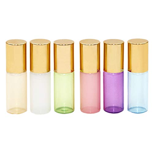 Frcolor ロールオンボトル 3ml アロマボトル 保存容器 遮光瓶 ロールタイプ 精油 香水 小分け用 詰め替え容器 6本セット 混合色 
