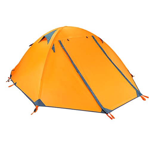 TRIWONDER 2人用 テント 4シーズン 山岳テント 軽量 防水 バックパック キャンプ ツーリング 登山 てんと 二重層 テント (オレンジ - 2人用)