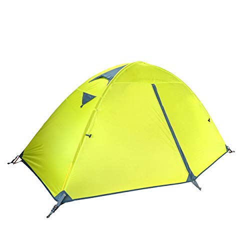 TRIWONDER 二重層 テント 1人用 アウトドア 防災用 キャンプ用品 3シーズン 登山テント 撥水加工 軽量 設営簡単 4色選択可能 (グリーン)
