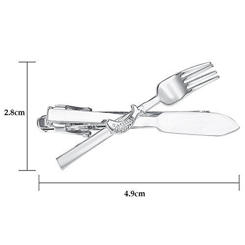 Yoursfs おもしろ ネクタイピン ナイフとフォーク ユニーク シルバー カトラリー タイピン 魚 おしゃれ メンズ アクセサリー プレゼント 2