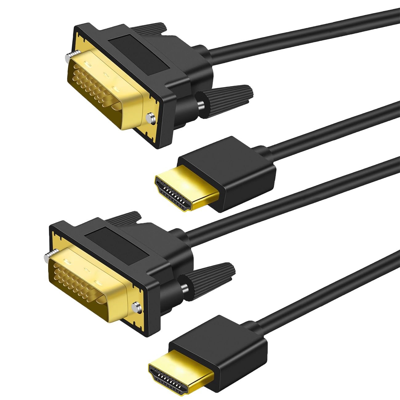Twozoh 4K HDMI - DVIケーブル 1M 2本入り 双方向 フレキシブル ハイパースリム DVI - HDMIケーブル 1080P/4K@60HZフルHD対応 プロジェクター ノートパソコン テレビ PC DVDプレーヤー用
