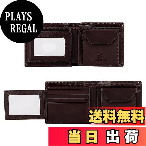 【送料無料】[VISOUL] 札入れ 財布 二つ折りメンズ 本革 レザー カード8枚収納 小銭入れ 写真入れポケット 免許証入れ 牛革 スキミング防止 縦型コインポケット RFID スキミング防止 父の日 コインケース チョコレート