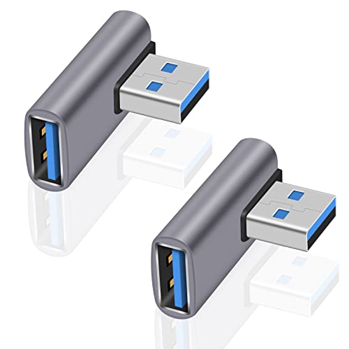 Poyiccot USB L字 アダプタ、USB 3.1アダプタL字型 USB L字 変換 USB L字 延長アダプタ 10gbps 急速充電＆高速データ同期 対応 直角90度 方向変換 、2個セット