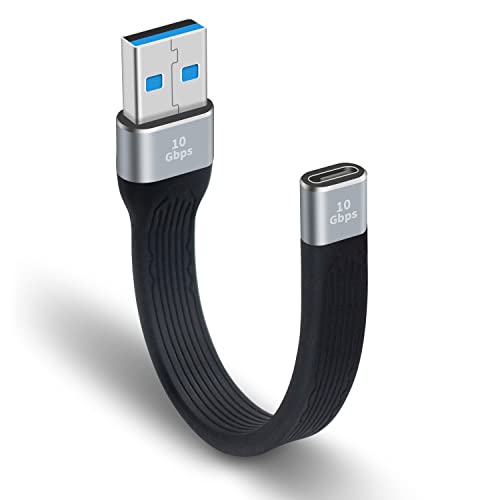 Poyiccot USB C to A 変換ケーブル 短い、USB 3.0 Type A オス- USB Cメス 変換アダプタ、USB A to USB C 変換アダプタ FPCケーブル10Gbps 高速データ転送 MacBook Pro/Air 2022/2021、Samsung Galaxy 対応