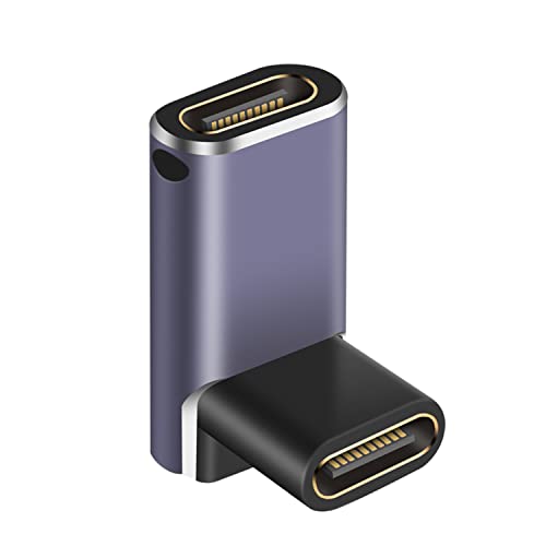 Poyiccot 240W USB C 中継アダプタ、L字 L型 USB C メス to メス 中継アダプタ40Gbps 高速データ転送 & 8K@60Hz映像出力タイプ USB C 延長コネクタUSB4メス 延長アダプタThunderbolt 3、Mac Book Pro、Nintendo Switch 対応、 1個