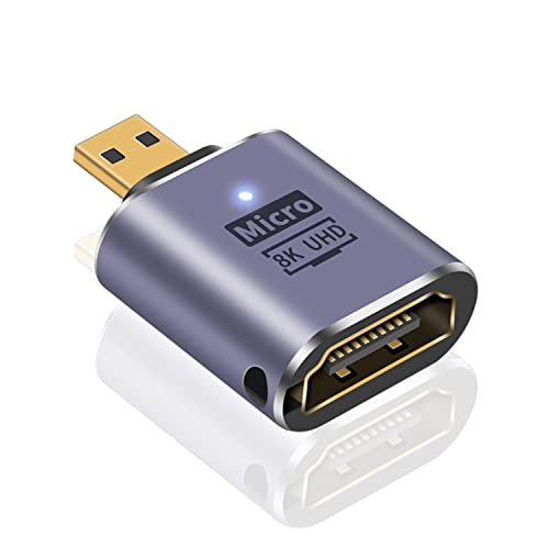 Poyiccot Micro HDMI to HDMI変換アダプタ、8K@60Hz マイクロHDMI （オス）to HDMI （メス）変換アダプタ (タイプD to タイプA) GoPro7 6 5/ PC/テレビ TV/デジカメラ/ビデオ アクション カメラなどに対応（1個セット）