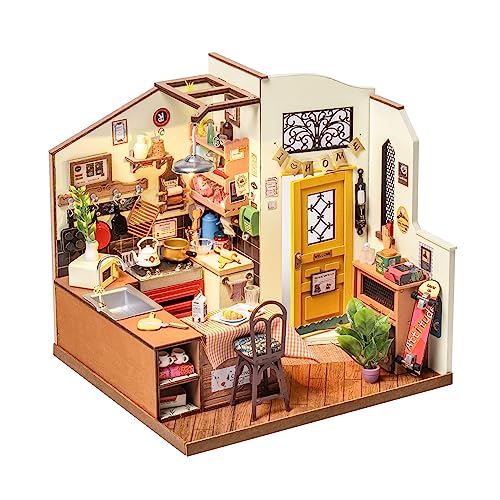 Rolife ミニチュアハウス COZY KITCHEN ミニチュアハウスキットドールハウス キッチン DIY 立体パズル LED点灯 手作りキット 組み立て 木製パズル ウッドクラフト イラスト説明書付き 公式販売 子供 大人向け インテリア小物 暇つぶし 家族や友人へのプレゼントに最適