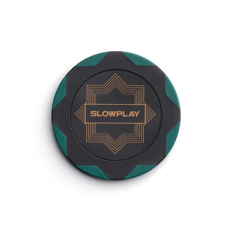 SLOWPLAY Nashクレイポーカーチップ 14g 重量感あるクレイチップ 40mm 大きめ 50枚入り グリーン チップバリュー表記なし 