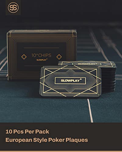PLAYS REGALの【送料無料】SLOWPLAYポーカープラーク 角チップ｜ブラック10枚 ヨーロッパスタイルデザイン バリュー表記なし 34g セラミック製｜アングル3