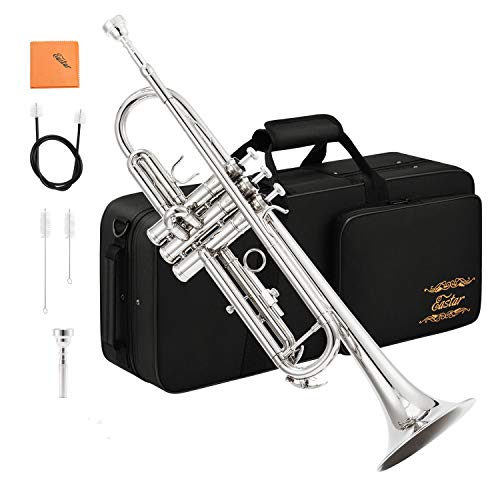 Eastar トランペット Bb調 Trumpet 初心者 清潔アクセサリー付 (ニッケルメッキ) 開学