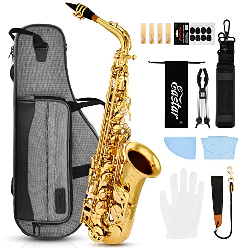 商品情報商品の説明Eastar サックス アルトサックス Eb Saxophone ゴールドラッカー サクソフォン ケース付き お手入れセット主な仕様 【魅力的な音色】透き通った音が鳴らしやすく、安定した音程で演奏ができ、クリアで綺麗な音質を再現し、低音域から高音域まで対応できます。ジャズ、クラシック音楽、流行の楽しい演奏に対して全てとても強いコントロール性がありますbr【高品質な素材】楽器専用の銅は、無鉛のは技術を溶接して、安心してご使用いただけます。イタリアから輸入した高級レザーパッドは高い気密性があり、タンポッピング技術で音を出しやすい。青い銅の針の簧を輸入して、弾力性はちょうどよくて、老化しにくくて、指がキーを押す時は程度をフィードバックして高いですbr【美しい外観】より一層存在間のある外観となり、デザインされた彫刻を一本一本職人が丁寧に彫り込み、細部にわたる熟練の技巧が高級感を演出しますbr【抜群の操作性】拡大されたベルマウスので、爆発力と貫通力を高めます。再設計されたCおよびE FLATスイッチはより柔らかくて、低音ボタンは安定性を確保するためにダブルリブで補強されています。低音U字管：Eastar専門の技術により、吹奏の感じと抵抗の感じを実現します。高音調整レバーは癖に合わせて感度を調整でき、ネックソケットはシームレスですbr【梱包セット】1×Eastarサックス、1×ケース、1×マウスピース、1×レザーネックバンド（耐荷重50KG）、ショルダーストラップ* 2、1×白手袋、1xeastar ERD-ASリード-5枚(硬さ：3)、1×スワブ、1×カーブトーン付き布、1×サクソフォンスタンド