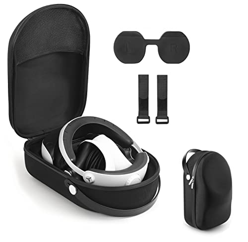 SHEAWA PS VR2用ケース 収納ケース レンズカバー+ケーブルバンド付 キャーリングケース 耐衝撃 EVAハードケース バッグ PlayStation VR2本体やコントローラー、ケーブル、イヤホンなどのアクセサリー類を収納可能 (ブラック)