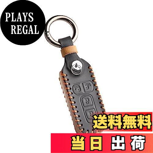 【送料無料】[Kinotaka] ホンダ車用 レザー スマートキーケース 4ボタン 両側スライドタイプ 新型NBOX NBOXカスタム Nワゴン N-WGNカスタム N-ONE など 本革製 専用設計キーホルダー (ブラック(4ボタン))
