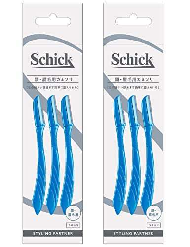 【まとめ買い】Schick シック 顔・眉毛用 カミソリ 3本入 2個 メンズ Lディスポ ブルー