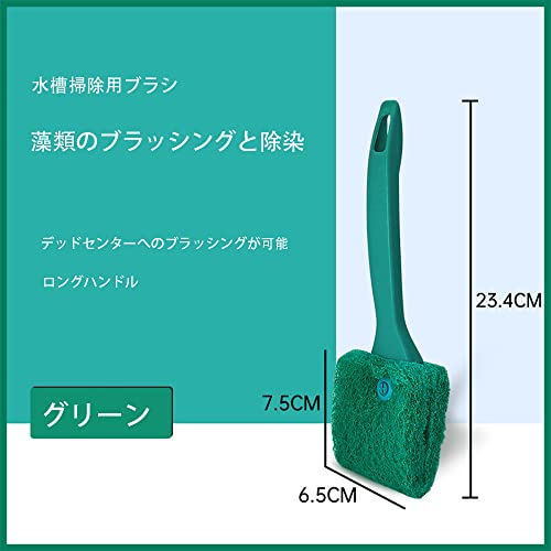 【送料無料】SSZYMAOYI コケ取り 水槽ブラシ 両面 スポンジ クリーナー リーニングツール 実用 便利 多機能 水槽管理 水族館用（2枚組、グリーン＋グリーン）水槽掃除用ブラシ（ショートハンドル）