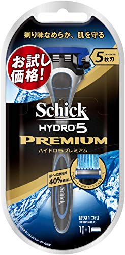 シック Schick 5枚刃 ハイドロ5 プレミアム ホルダー お試し用 替刃 1コ付 男性カミソリ 替刃(1コは本体に装着済み)