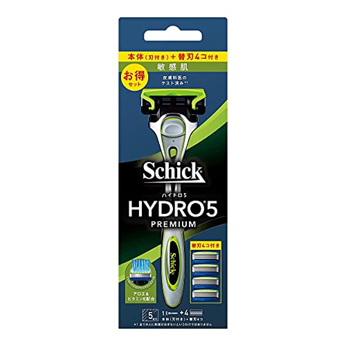 ハイドロ Schick シック ハイドロ5 プレミアム 敏感肌 コンボパック ホルダー 刃付き +替刃4コ スキンガード付 5枚刃 グリーン