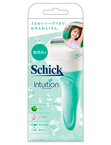 Schick シック イントゥイション 敏感肌用 ホルダー 刃付き+替刃1コ カミソリ 女性 グリーン