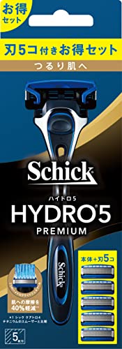 Schick シック ハイドロ5プレミアム つるり肌へ コンボパック ホルダー 刃付き +替刃4コ 髭剃り カミソリ プラスチック 男性用 ブラック