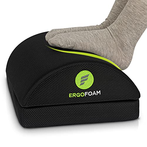 ErgoFoam 高さ2段階調節可能 デスク用フットレスト（メッシュ）- 大型 高級 デスク下設置型 足置き台 - ペット愛好家向け 机の下 フットレスト 腰/背中/膝の痛み対策 - フットスツールロッカー トール ブラック