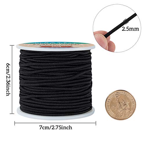 【送料無料】BENECREAT 全長35m線径2.5mm黒色弾力線 弾力紐 ゴム紐 強い伸縮性 髪ゴム作り メモ帳ゴム交換 手芸素材（非マスク用）