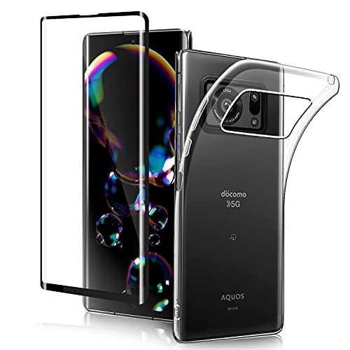 Maxku for AQUOS R6 SH-51B ガラスフィルム+tpu 指紋認識影響しない ソフト クリア 3Dガラス液晶全面保護フィルム 3D曲面デザイン 日本旭硝子素材採用 高透過率 薄型 硬度9H 飛散防止処理 3Dラウンドエッジ加工 自動吸着 AQUOS R6用 液晶保護フィルム 透明 カバー【フィ