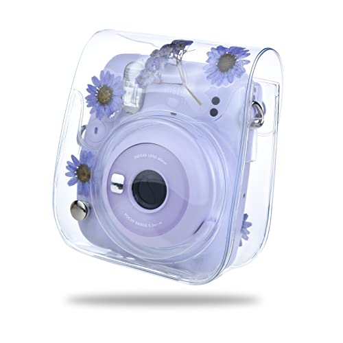 Rieibi チェキ12ケース, instax mini12ケース FUJIFILM instax mini12/11/9/8+/8/40ケース instax mini11 ケース チェキ11 ケース チェキ保護ケース 可愛いカメラバッグ ショルダーストラップ付き PVCパープル満点星 おしゃれ保護カバー（mini12/11/8/8+/9専用）